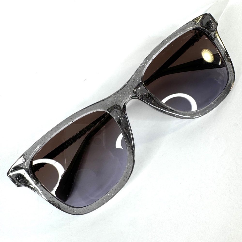 COACH Transparent Grey Glitter Sunglasses HC8279U 556968 NEW 51mm - Picture 15 of 15